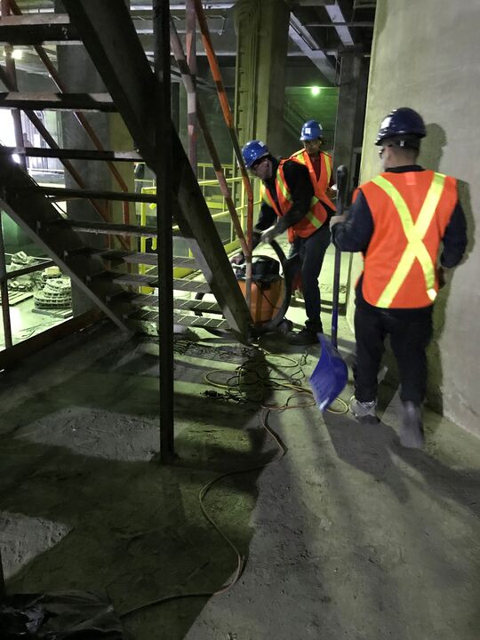 Water damage being cleaned with emergency cleaning services